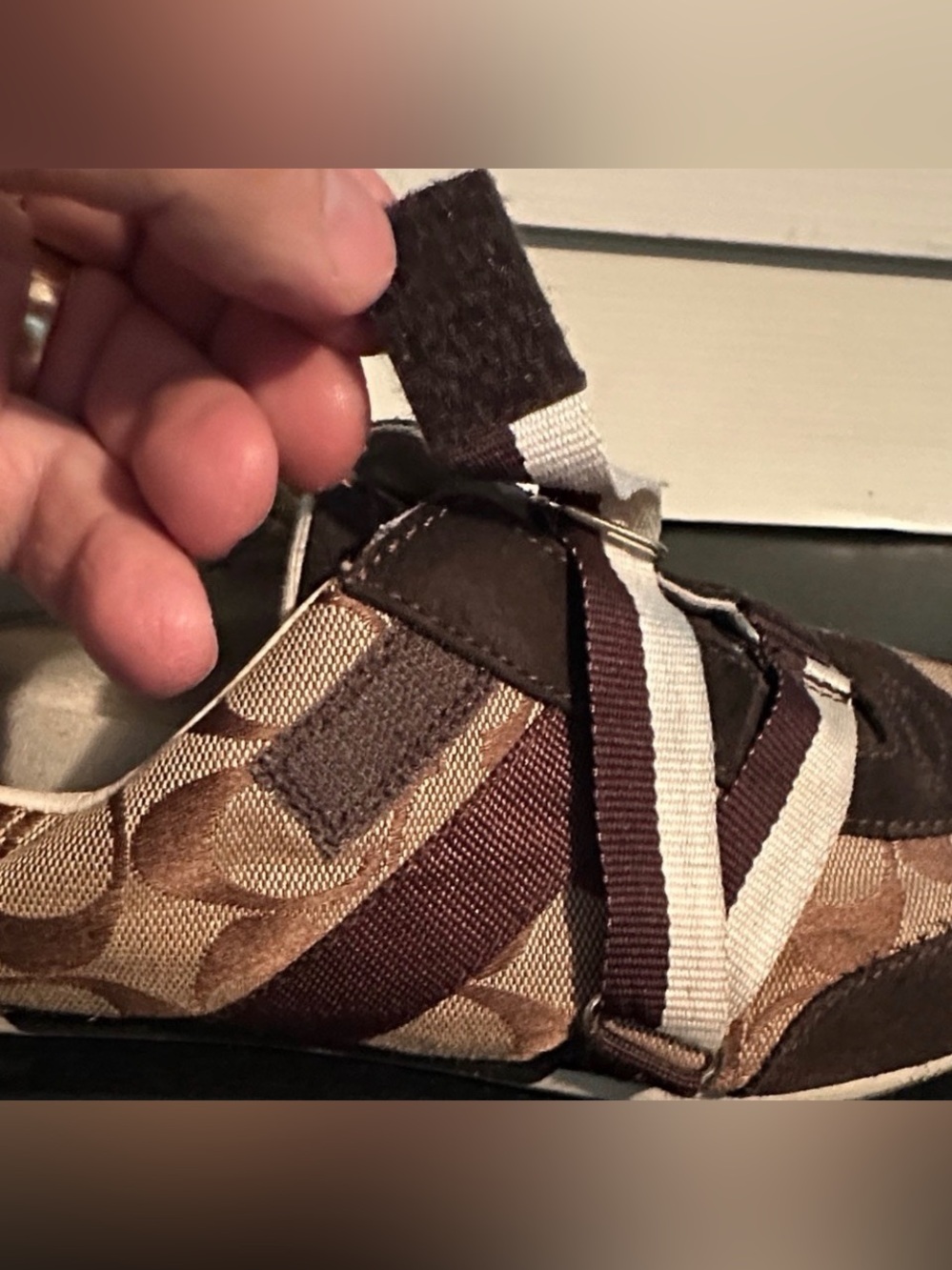 Coach monogram, Patterned Sneakers Size 8M Velcro latches - Picture 3 of 9